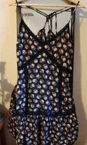 Black floral mini dress